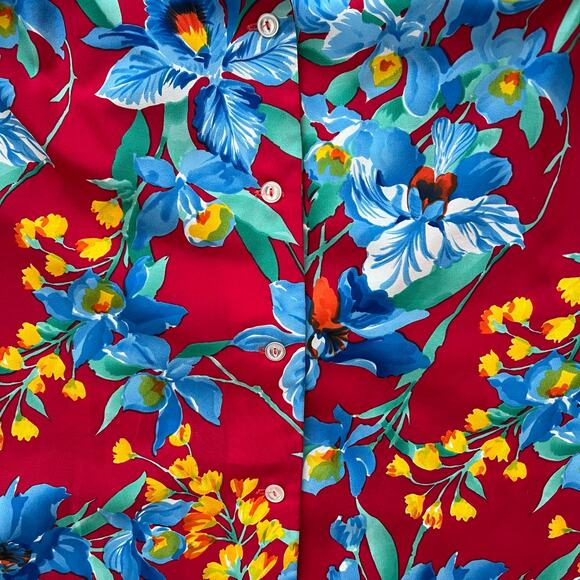 Vintage Haruko Hawaii Floral Hawaiian Button Up Shirt Sleeveless Medium Tropical - Picture 5 of 5